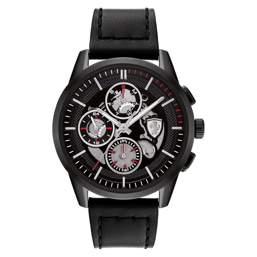 Scuderia Ferrari Grand Tour Black Leather Men's Multi-function Watch - 830829