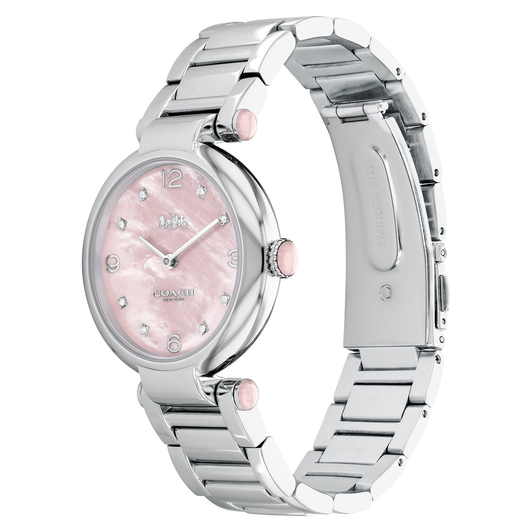 Coach Cary Silver Steel Pink Mother of Pearl Dial Women's Gift Set Watch - 14000075