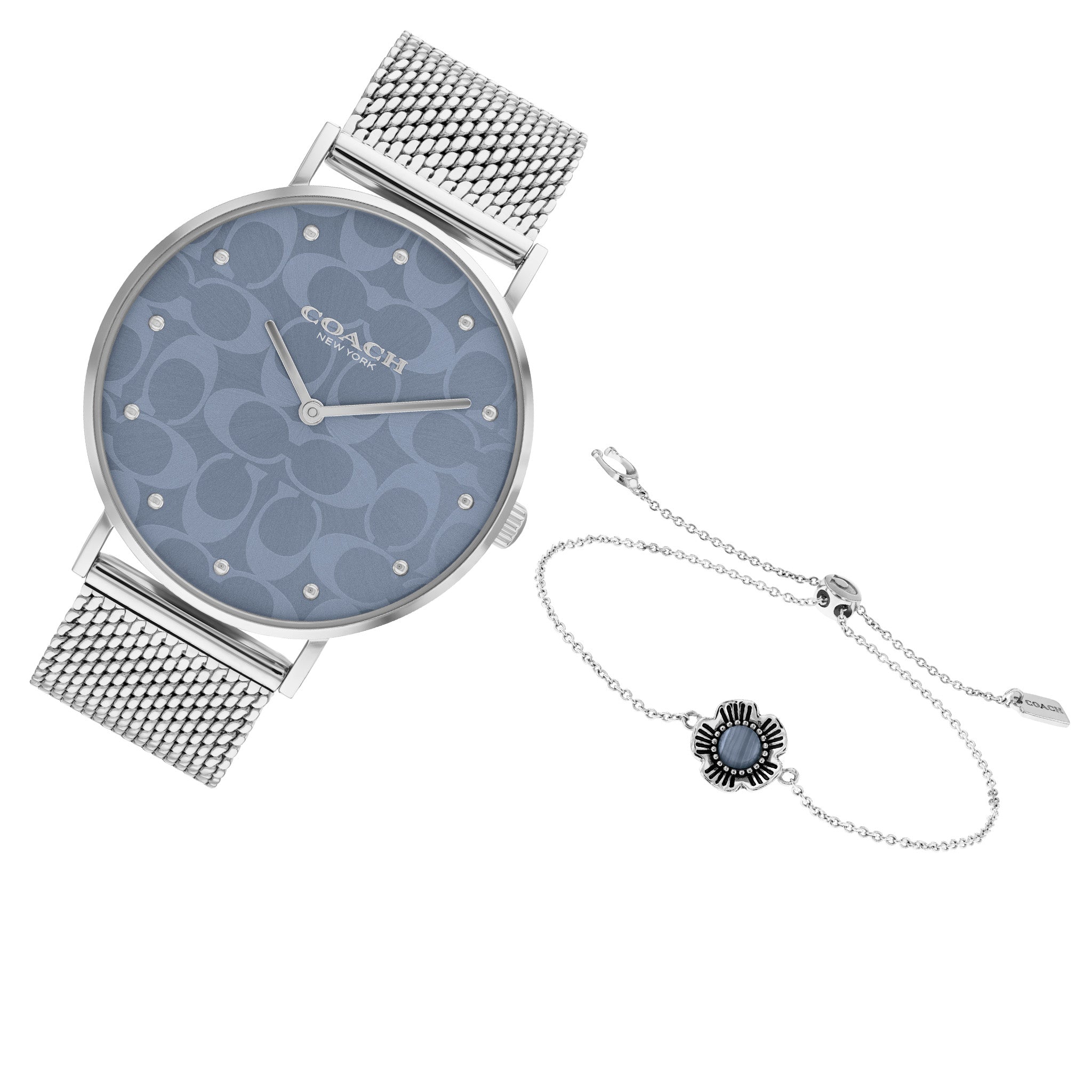 Coach Perry Steel Mesh Blue Dial Women's Watch with Bracelet Gift Set - 14000081