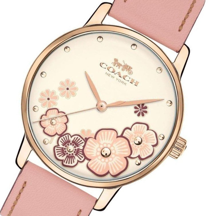 Coach Ladies Blush Pink Leather Grand Watch - 14503009