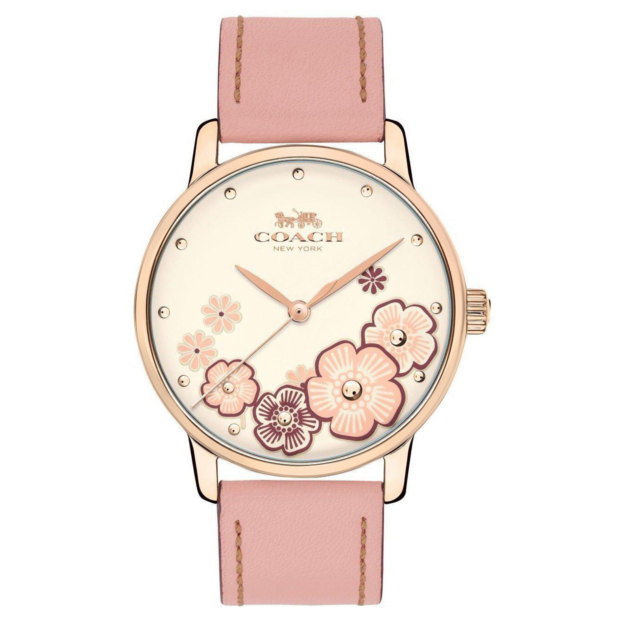 Coach Ladies Blush Pink Leather Grand Watch - 14503009