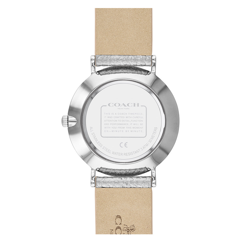 Coach Perry Metallic Silver Leather Ladies Watch - 14503323
