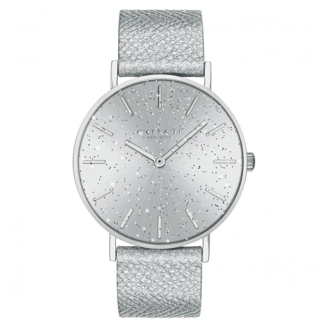 Coach Perry Metallic Silver Leather Ladies Watch - 14503323