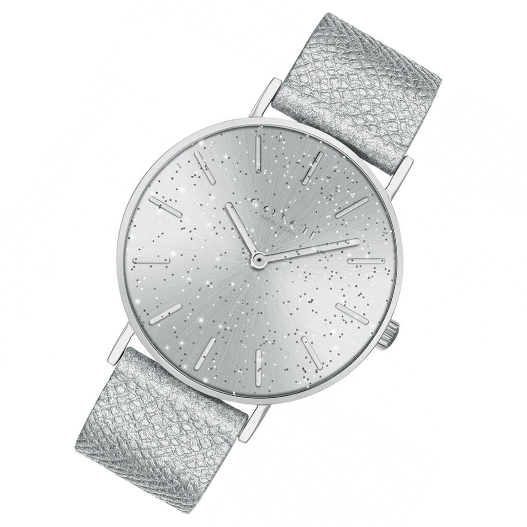 Coach Perry Metallic Silver Leather Ladies Watch - 14503323