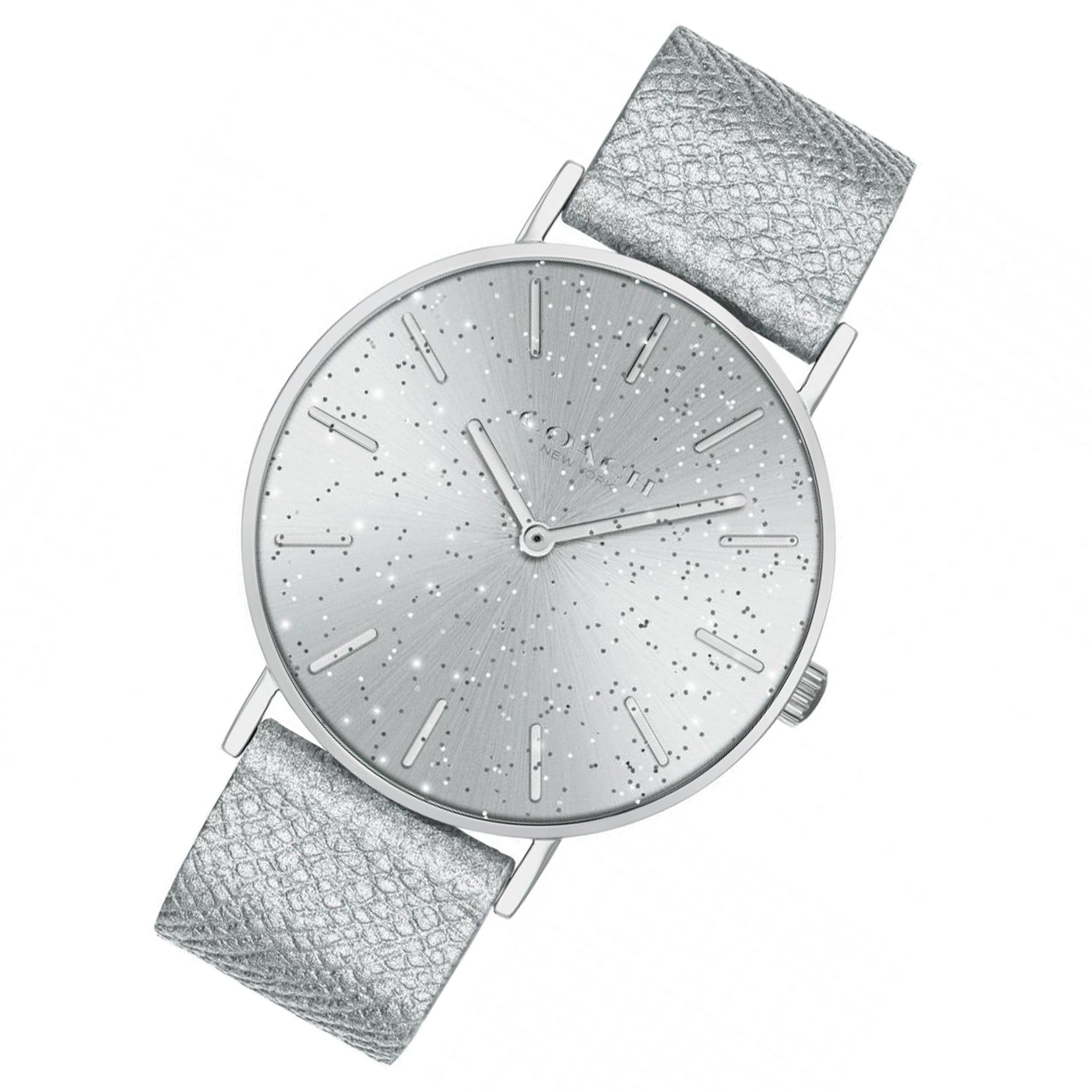 Coach Perry Metallic Silver Leather Ladies Watch - 14503323