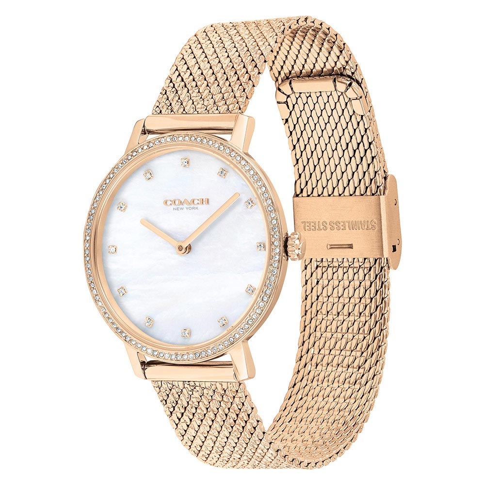 Coach Audrey Carnation Gold Mesh Ladies Slim Watch - 14503360