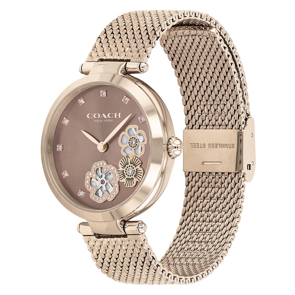Coach Park Carnation Gold Mesh Ladies Multi-function Watch - 14503566