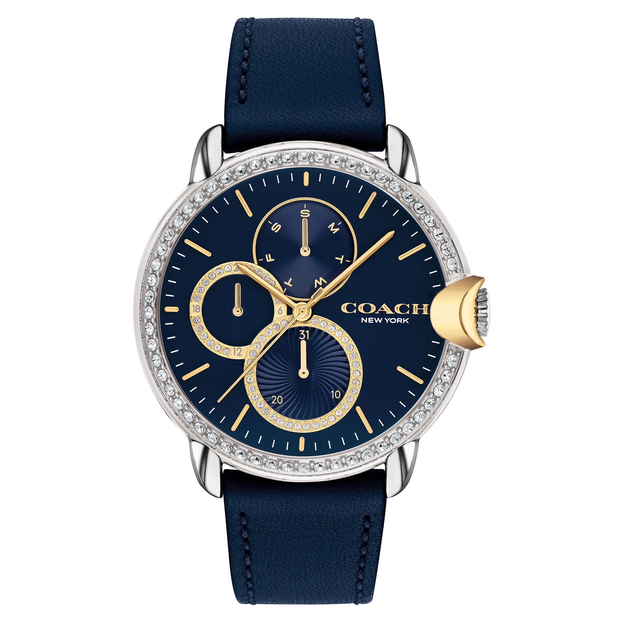 Coach Arden Navy Leather Women's Multi-function Watch - 14503734