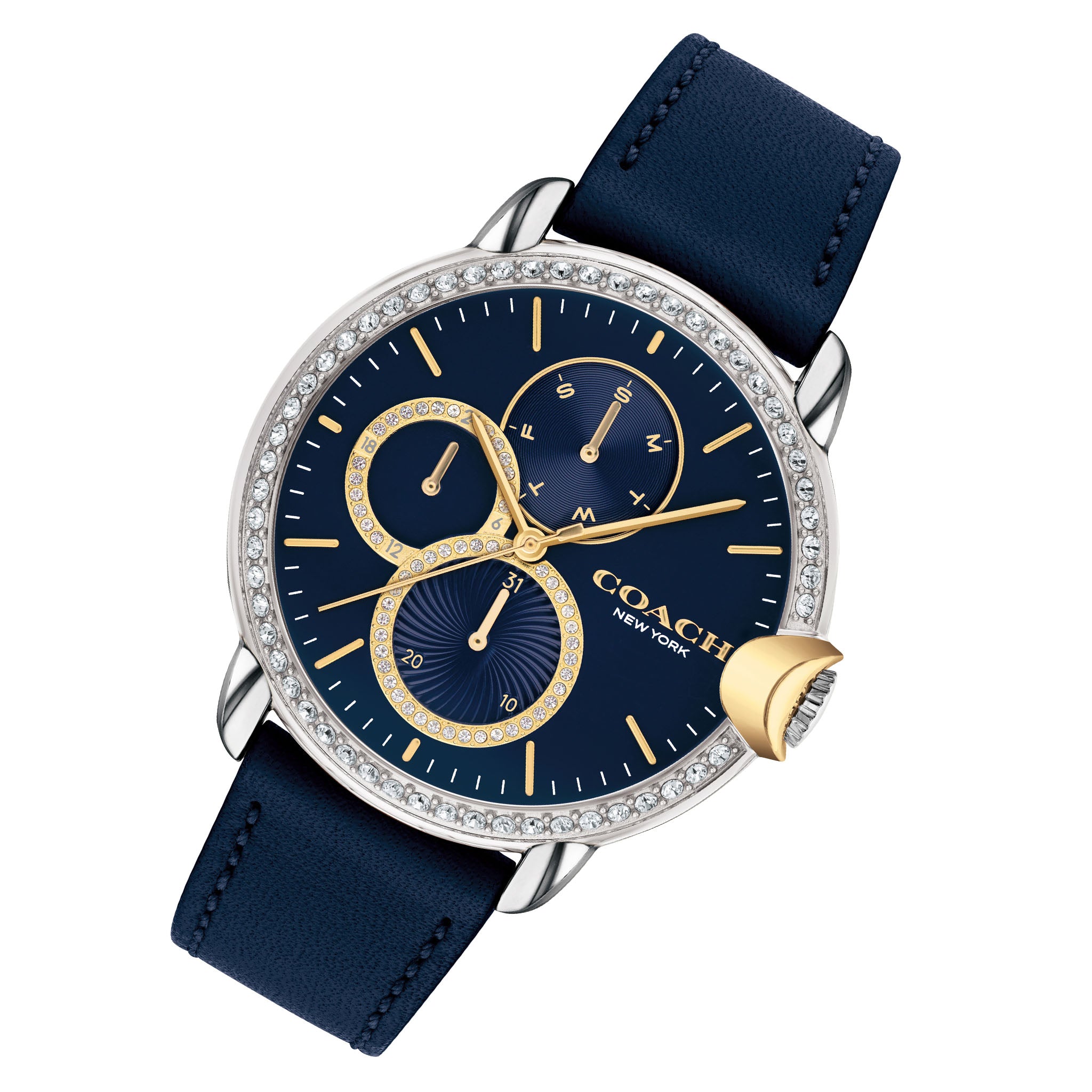 Coach Arden Navy Leather Women's Multi-function Watch - 14503734