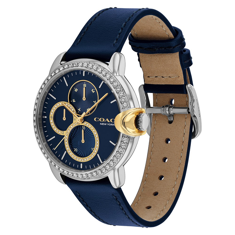 Coach Arden Navy Leather Women's Multi-function Watch - 14503734