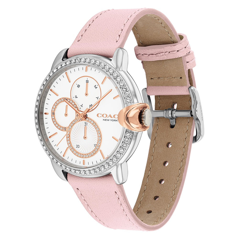 Coach Arden Pink Leather White Dial Women's Multi-function Watch - 14503747