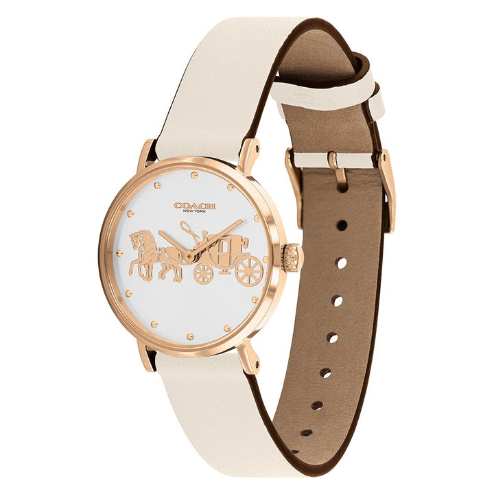 Coach Perry Chalk Leather Silver White Dial Women's Watch - 14503796