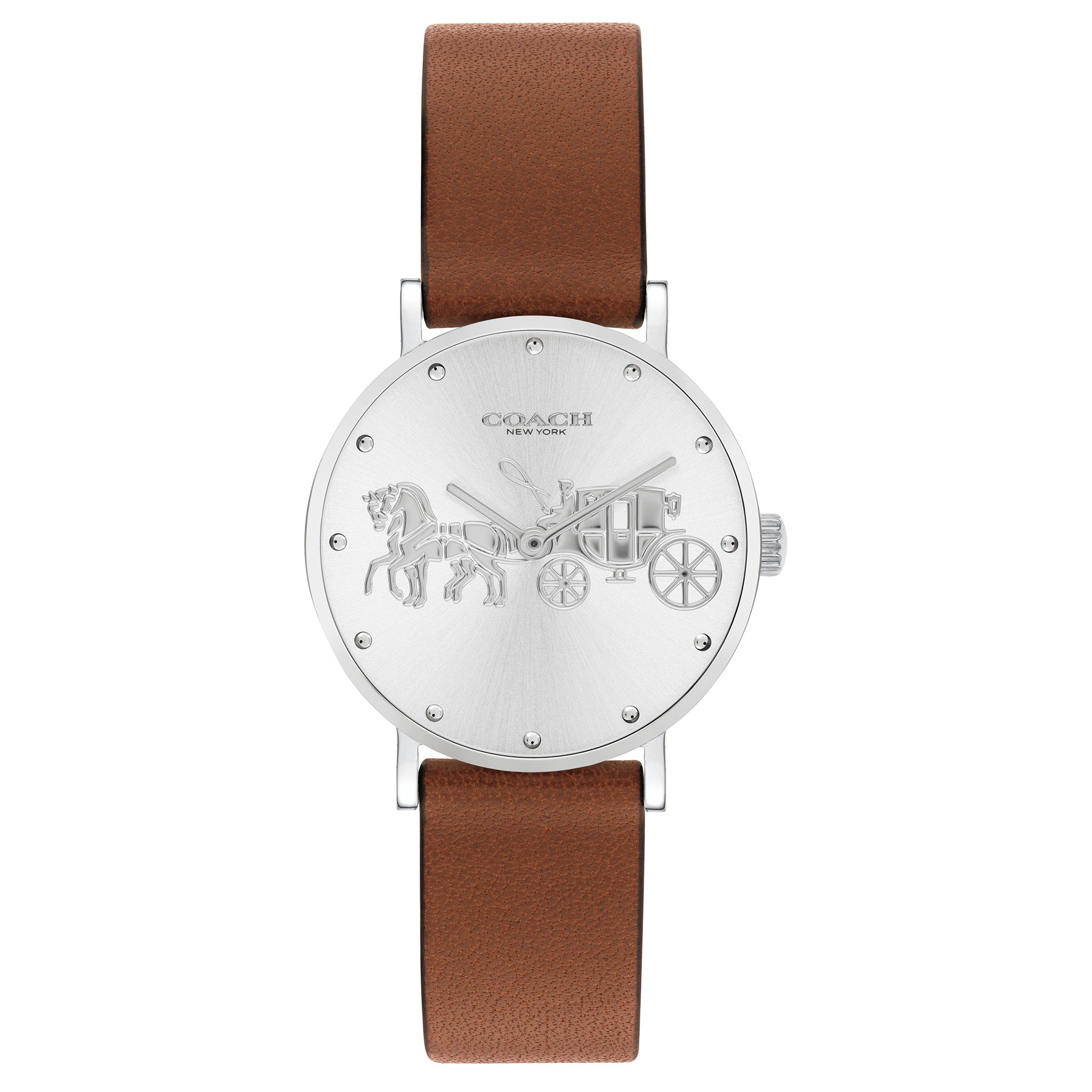 Coach Perry Brown Leather Silver White Dial Women's Watch - 14503797