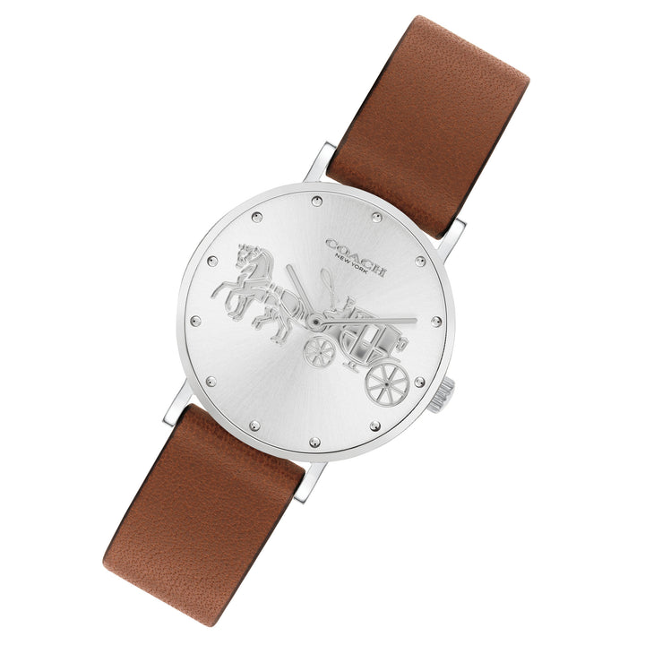 Coach Perry Brown Leather Silver White Dial Women's Watch - 14503797