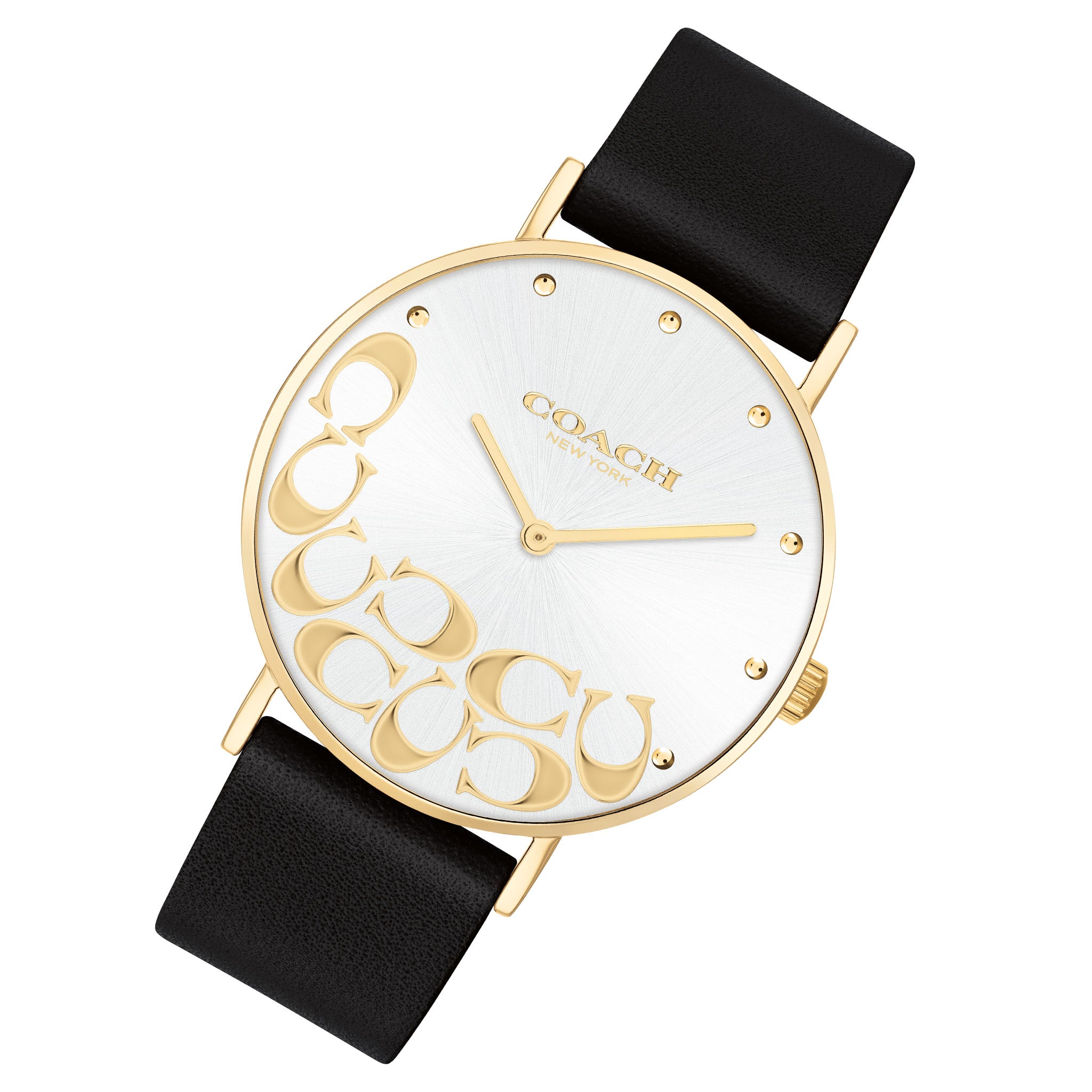 Coach Perry Black Leather Silver White Dial Women's Watch - 14503801