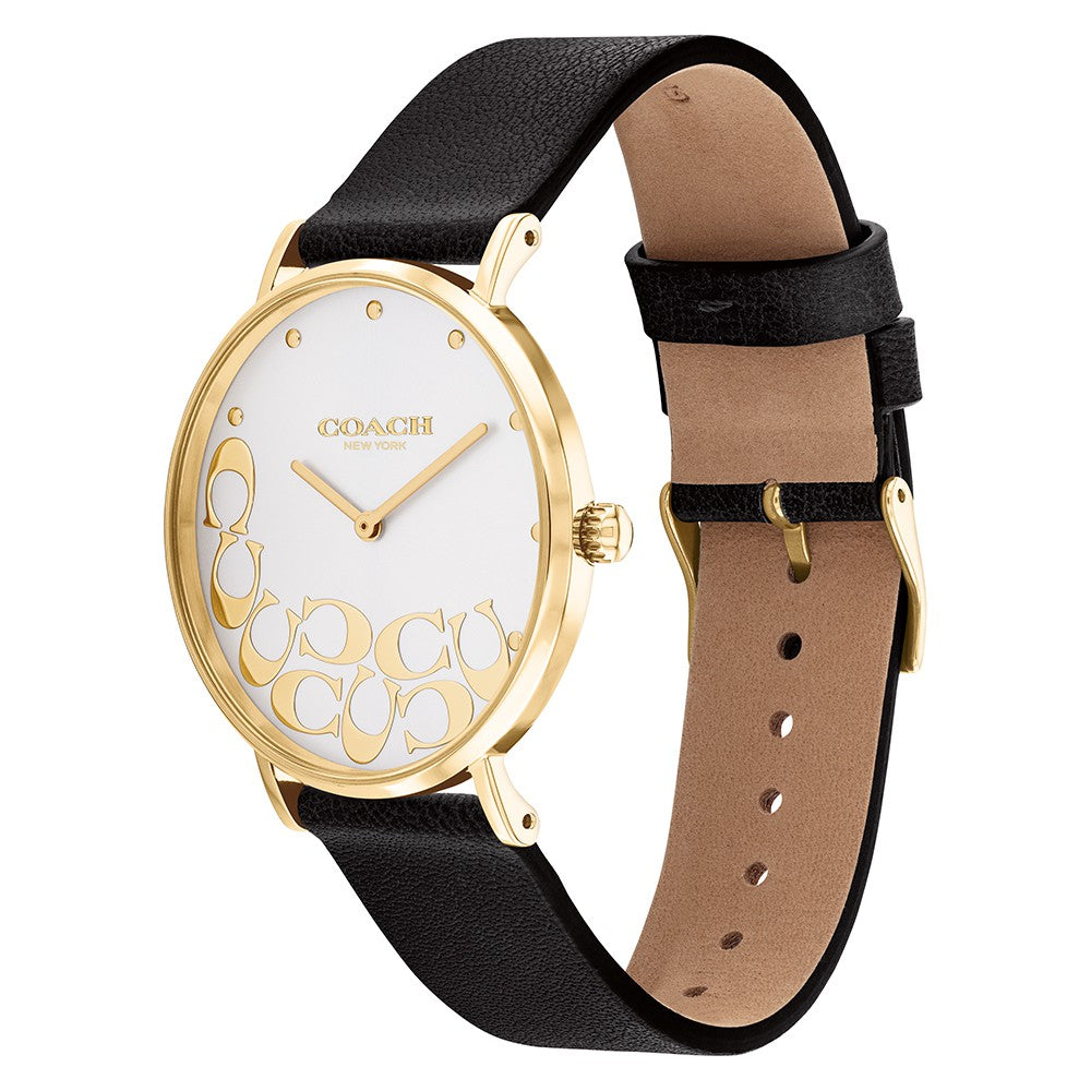 Coach Perry Black Leather Silver White Dial Women's Watch - 14503801