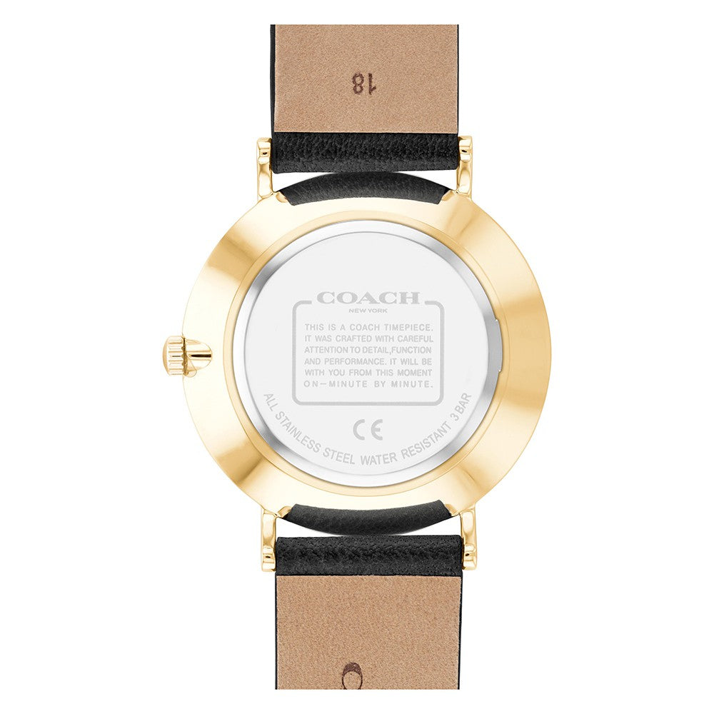 Coach Perry Black Leather Silver White Dial Women's Watch - 14503801