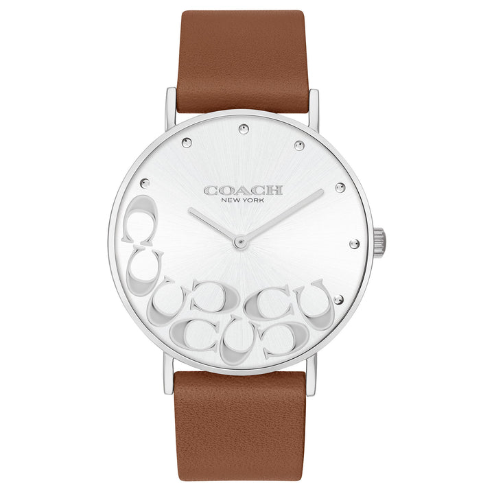 Coach Perry Brown Leather Silver White Dial Women's Watch - 14503803