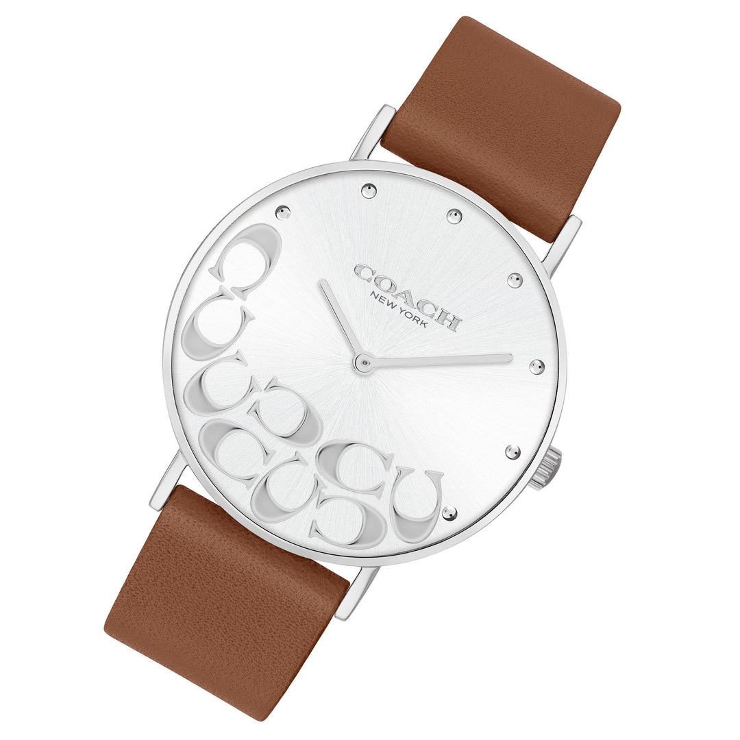Coach Perry Brown Leather Silver White Dial Women's Watch - 14503803