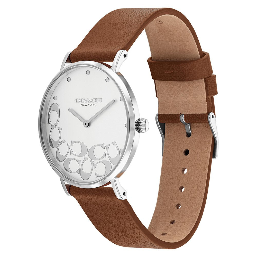 Coach Perry Brown Leather Silver White Dial Women's Watch - 14503803