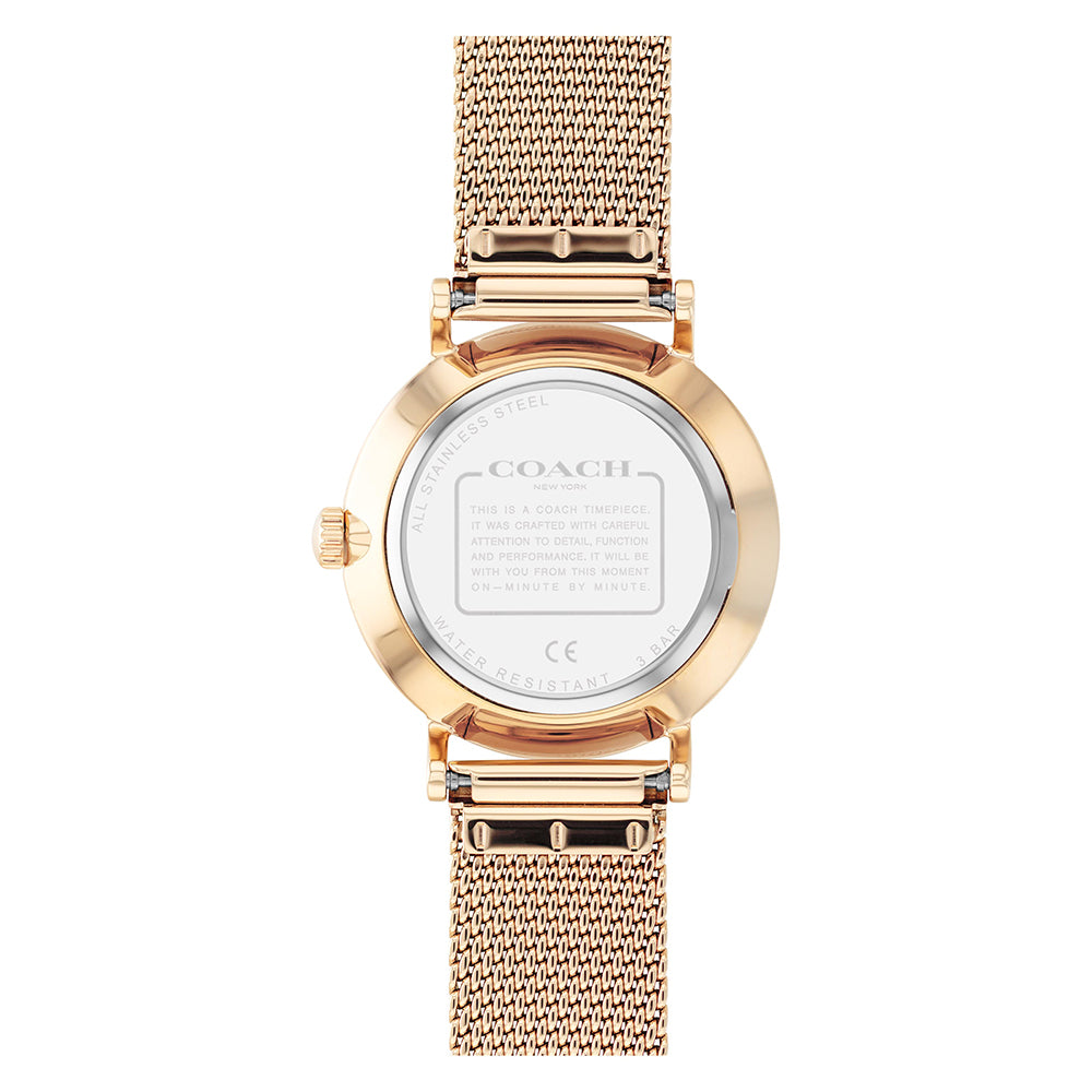 Coach Perry Rose Gold Mesh Silver White Dial Women's Watch - 14503857