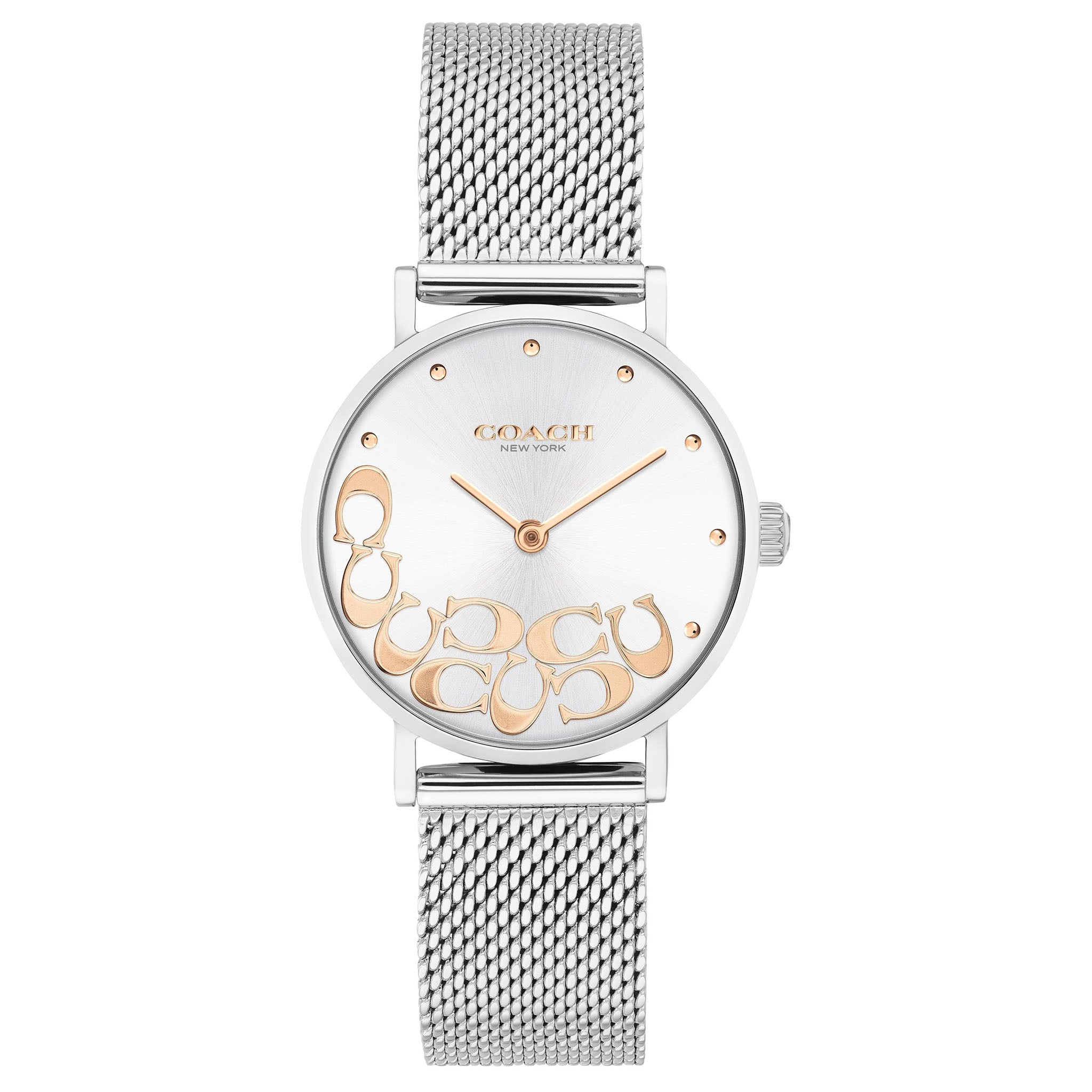 Coach Perry Mesh Silver White Dial Women's Watch - 14503858