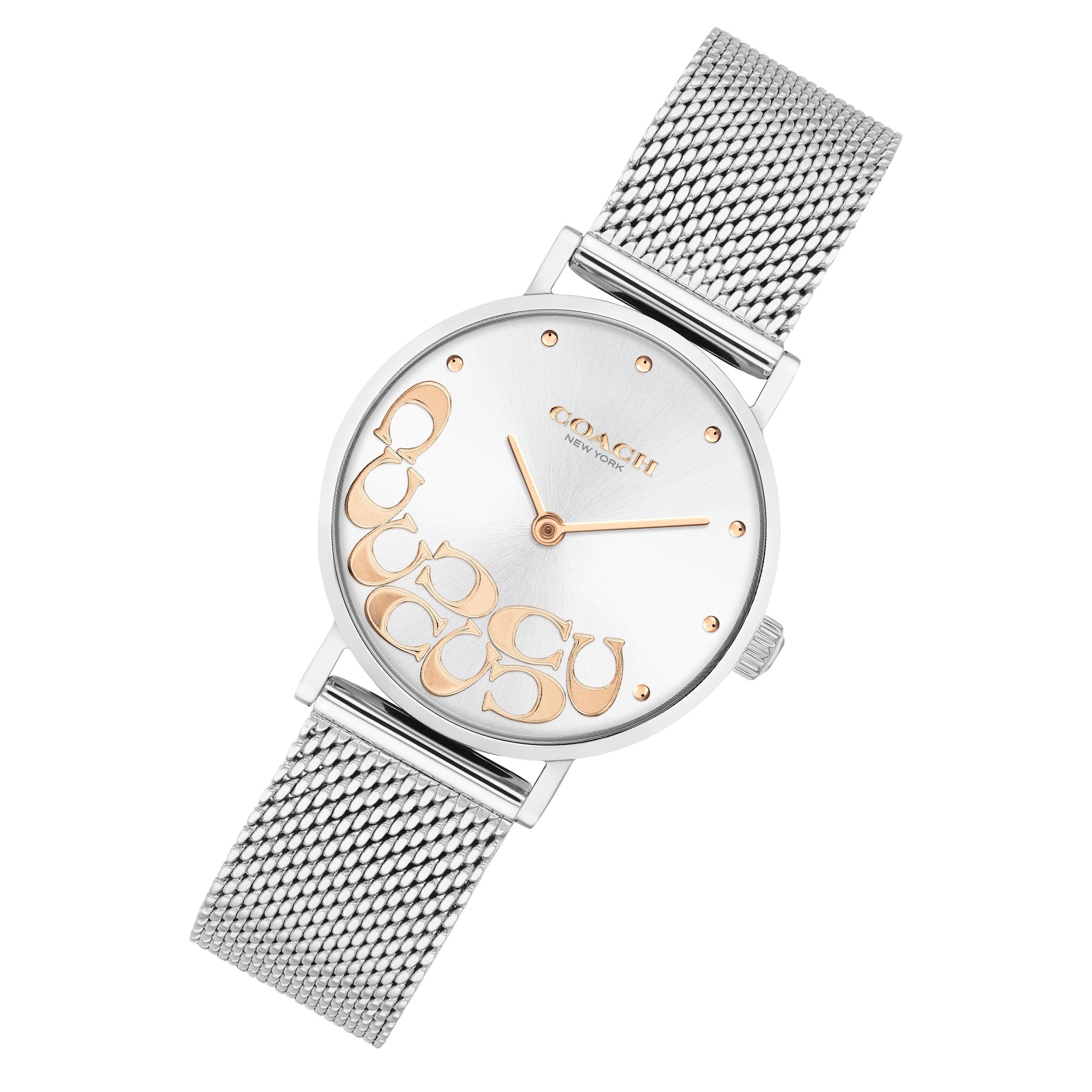 Coach Perry Mesh Silver White Dial Women's Watch - 14503858