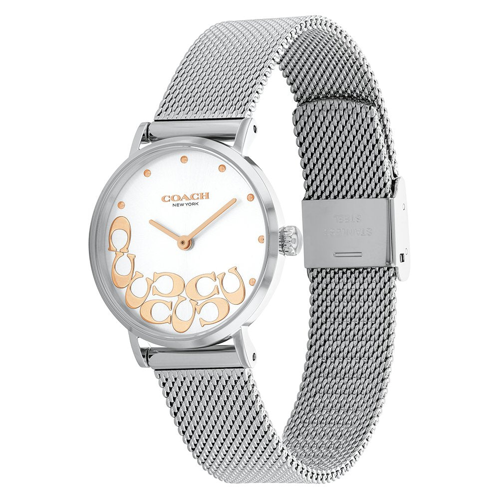 Coach Perry Mesh Silver White Dial Women's Watch - 14503858