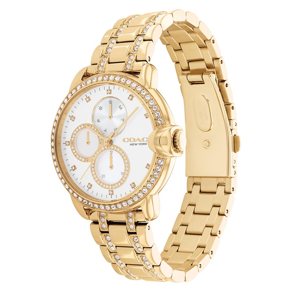 Coach Arden Gold Steel with Crystals Women's Multi-function Watch