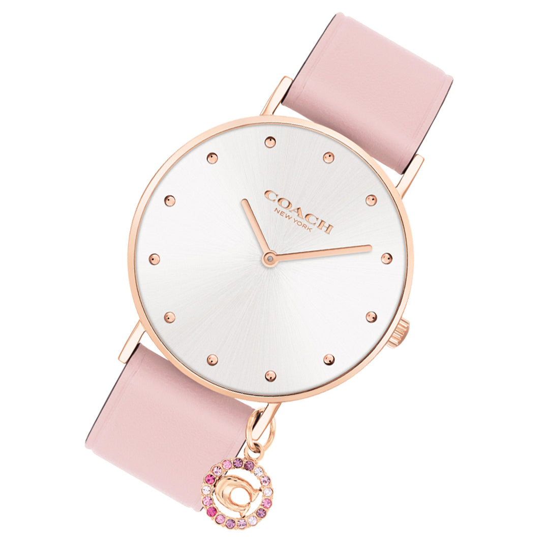 Coach Perry Pink Leather Silver White Dial Women's Watch - 14503884