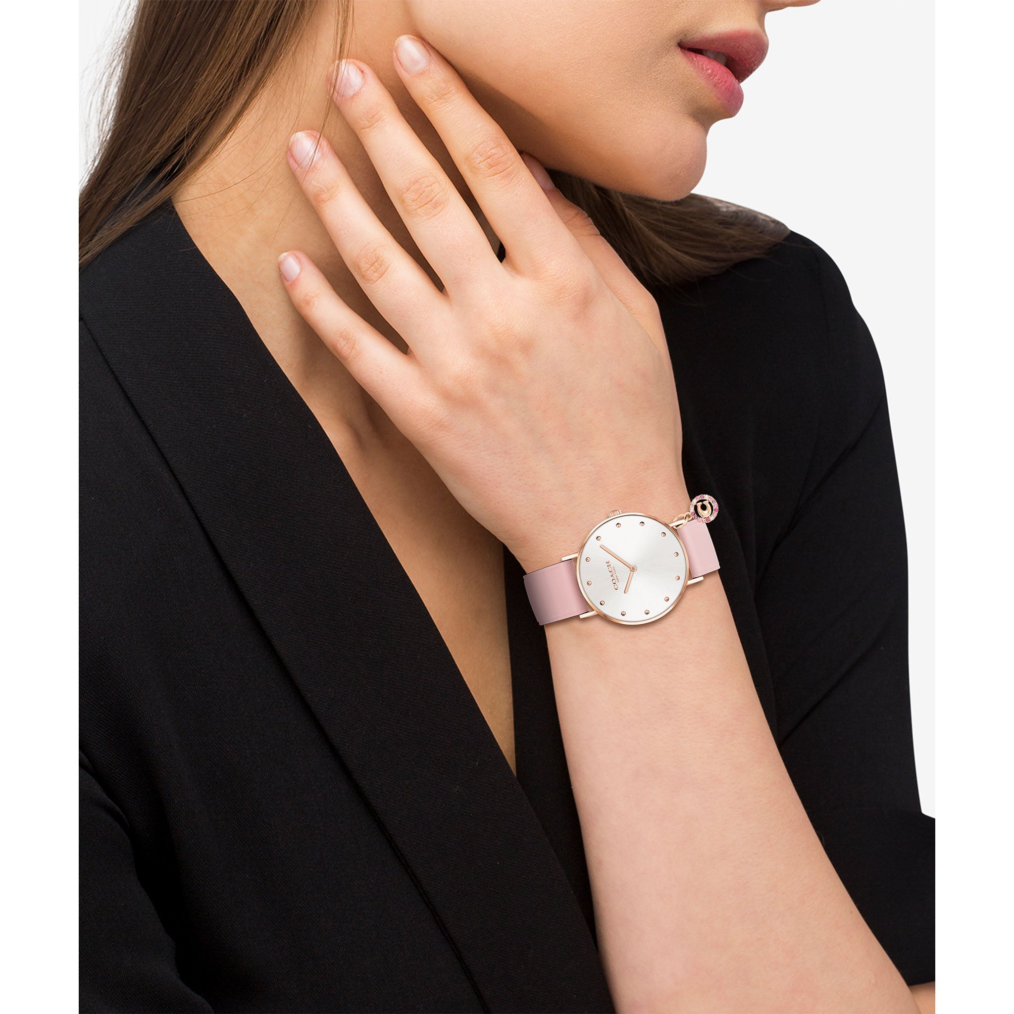 Coach Perry Pink Leather Silver White Dial Women's Watch - 14503884