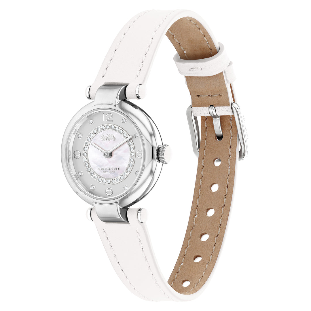 Coach Cary White Leather Silver Mother of Pearl Dial Women's Watch - 14503893