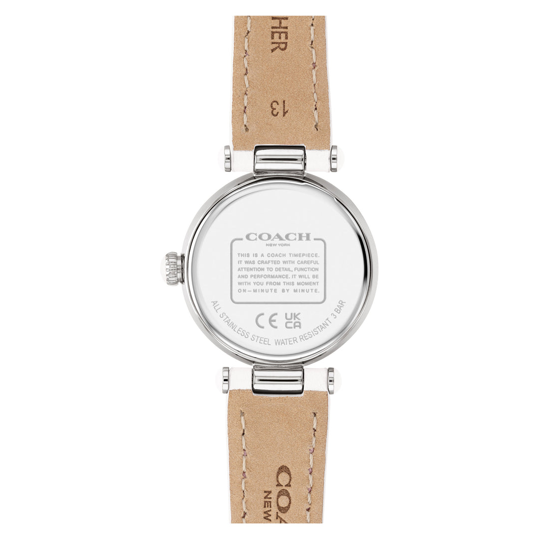 Coach Cary White Leather Silver Mother of Pearl Dial Women's Watch - 14503893