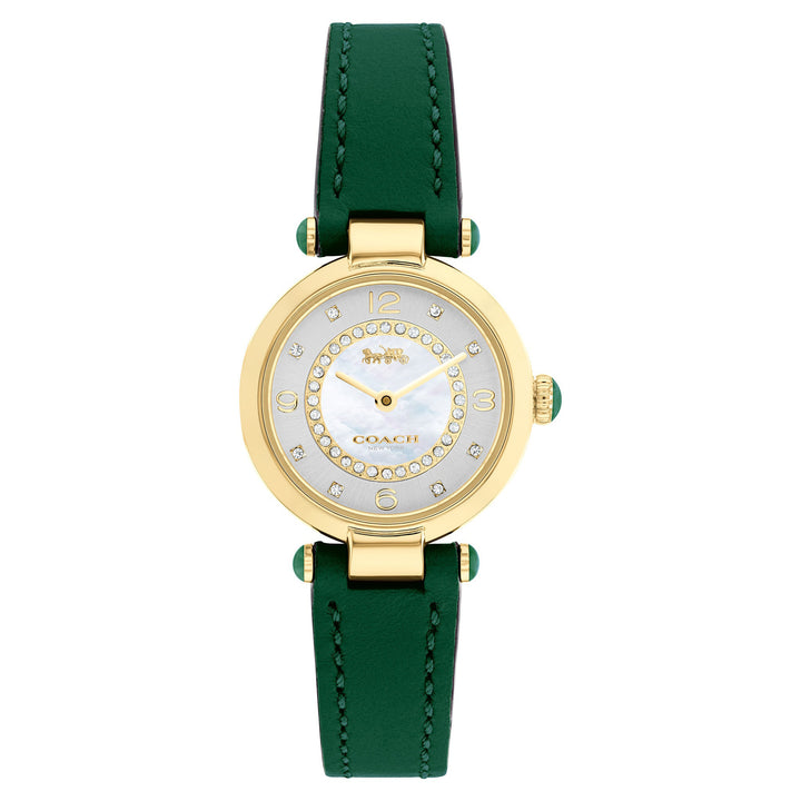 Coach Cary Green Leather Silver Mother of Pearl Dial Women's Watch - 14503894