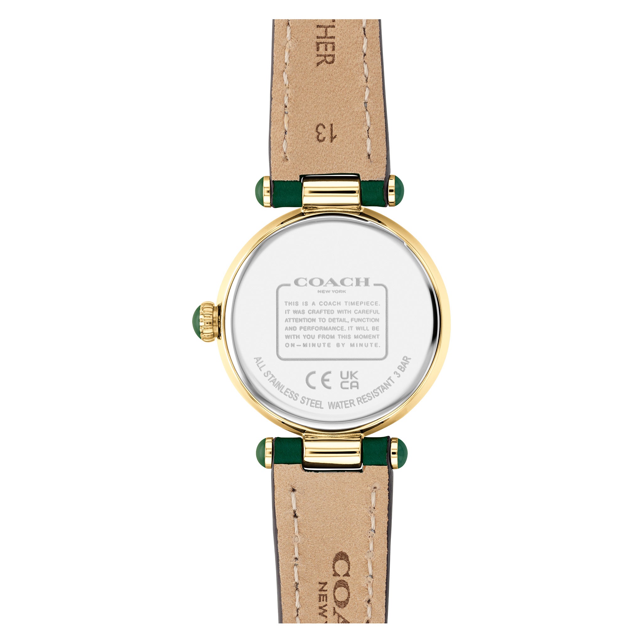 Coach Cary Green Leather Silver Mother of Pearl Dial Women's Watch - 14503894