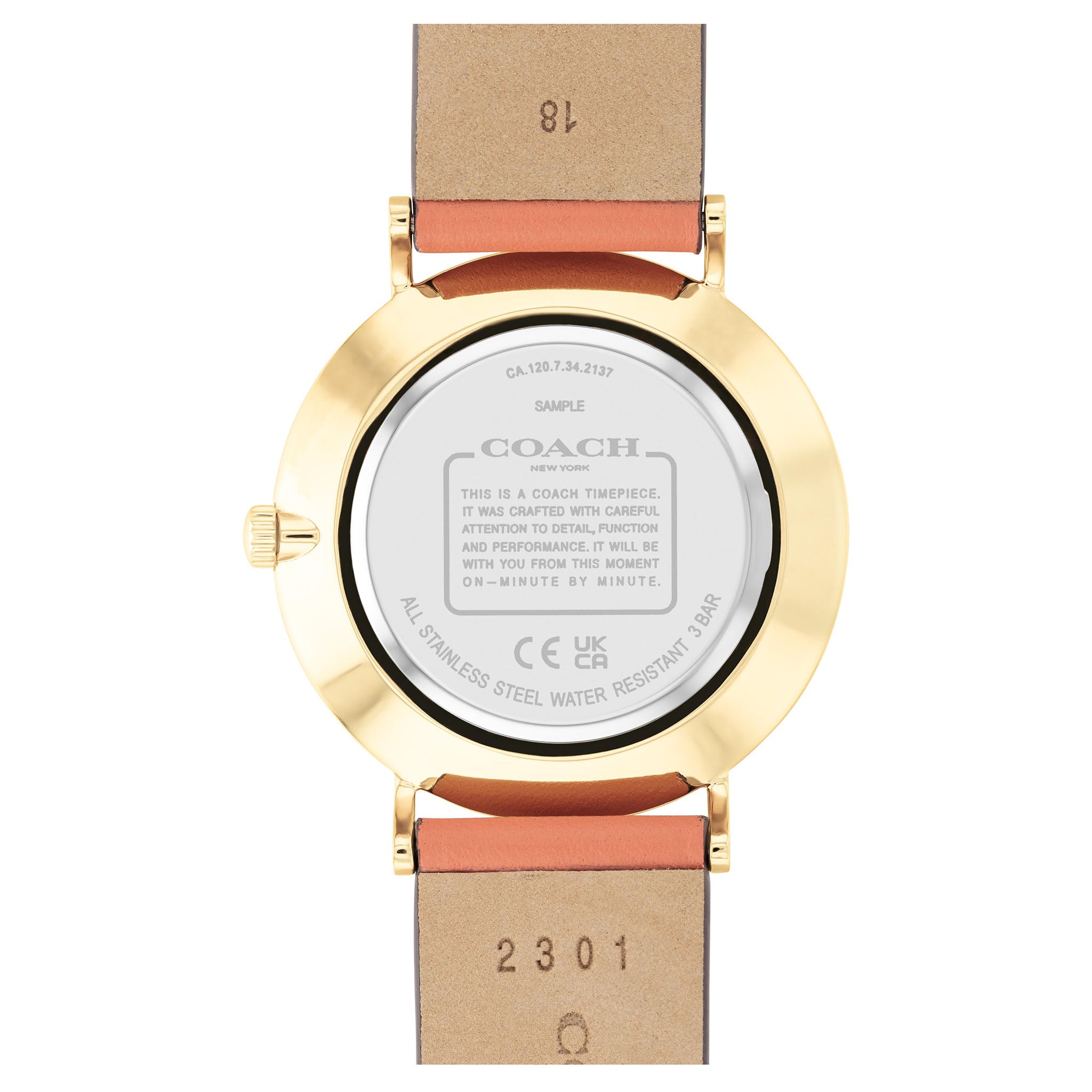 Coach Leather Band Coral Dial Women's Watch - 14503922