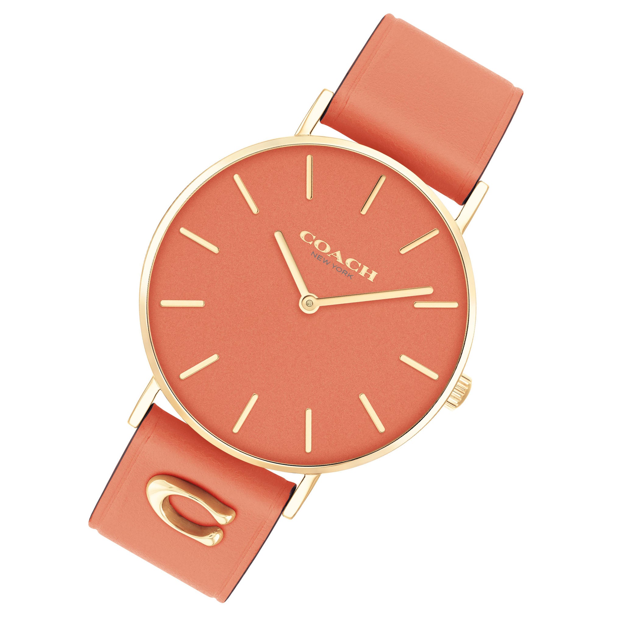 Coach Leather Band Coral Dial Women's Watch - 14503922