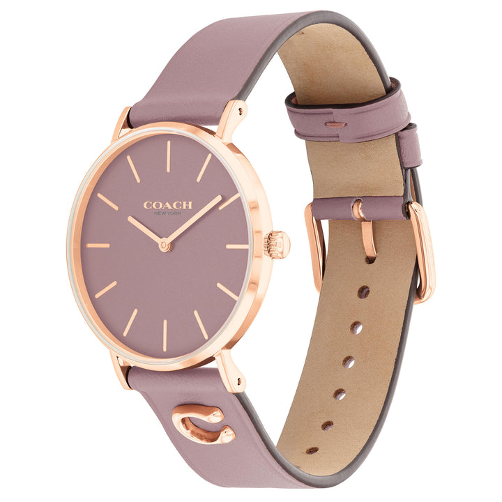 Coach Leather Band Purple Dial Women's Watch - 14503924