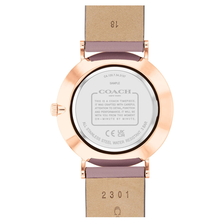 Coach Leather Band Purple Dial Women's Watch - 14503924