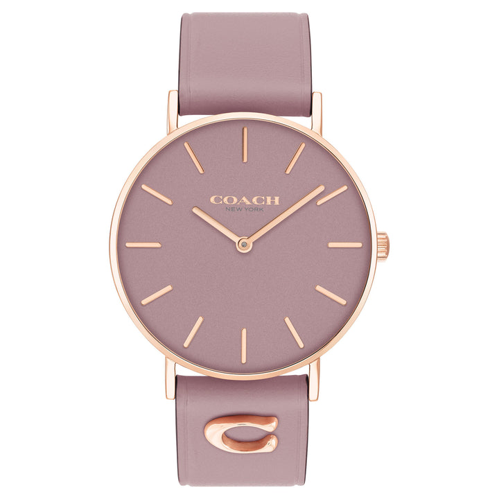 Coach Leather Band Purple Dial Women's Watch - 14503924