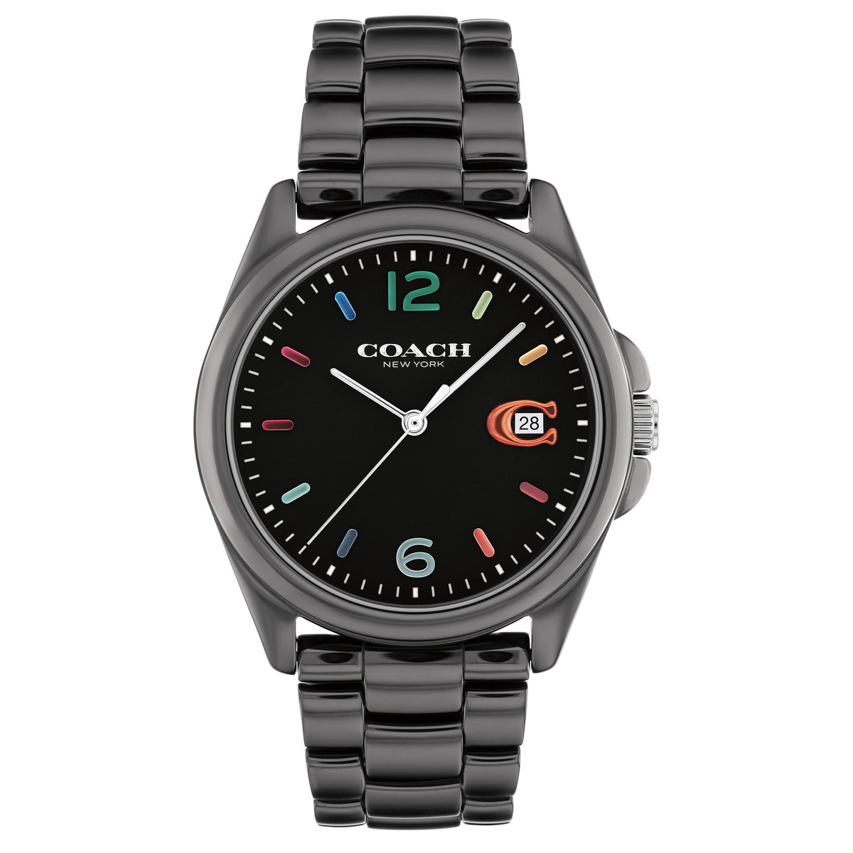 ??️COACH?️ Greyson Signature C Embossed Leather Black 36mm Watch Coach Greyson Black Ceramic Women main image 3