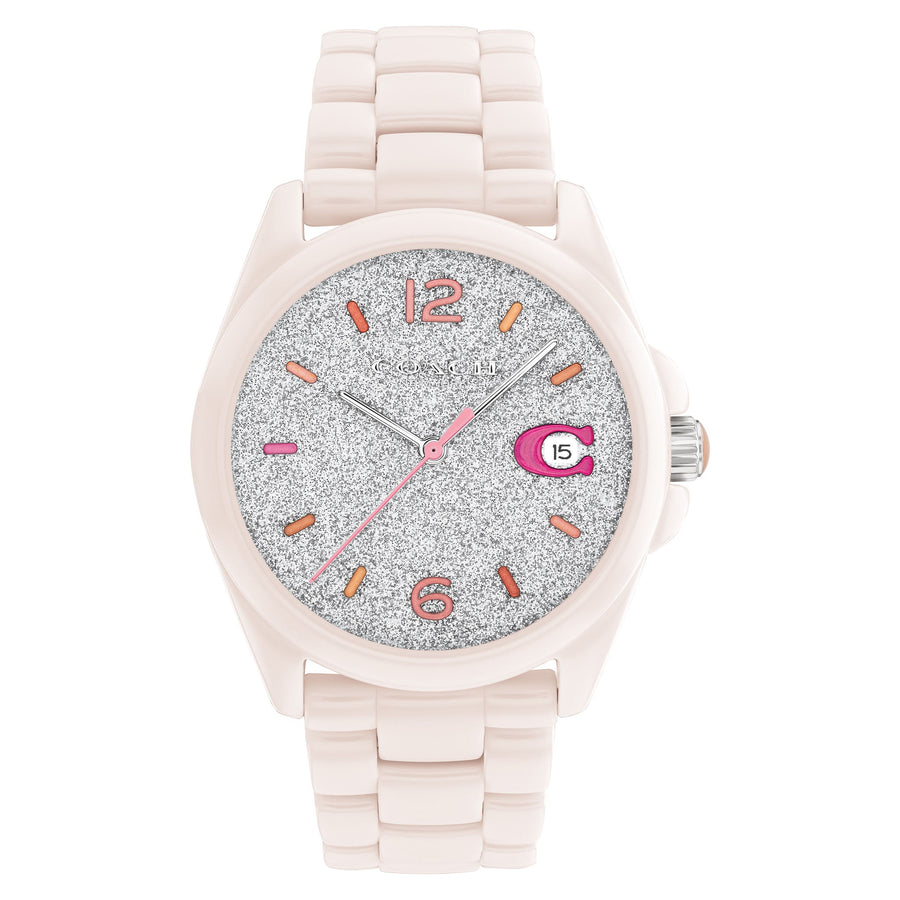 Coach Greyson Cream Ceramic Pink Dial Women's Watch - 14503939