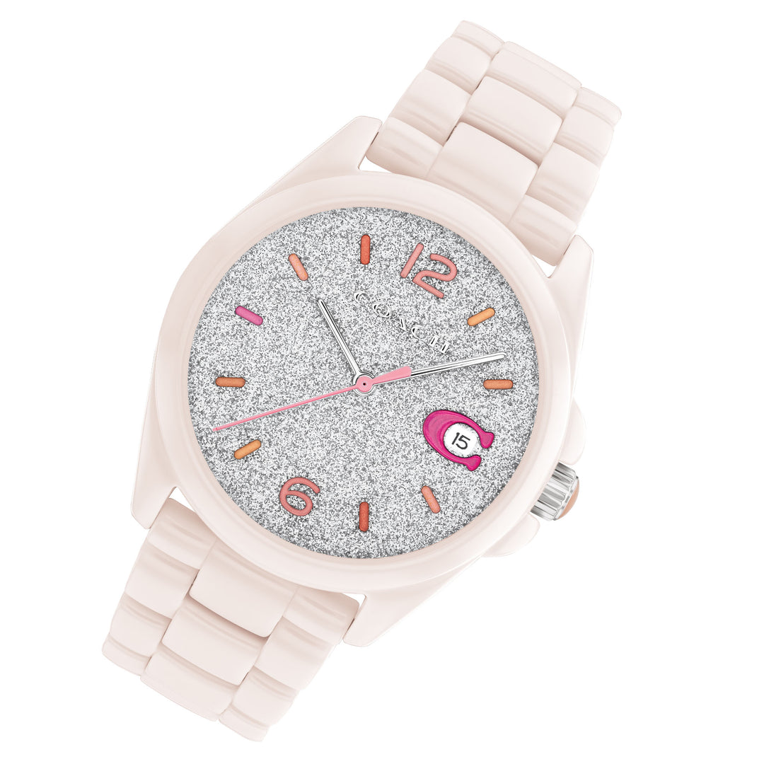 Coach Greyson Cream Ceramic Pink Dial Women's Watch - 14503939