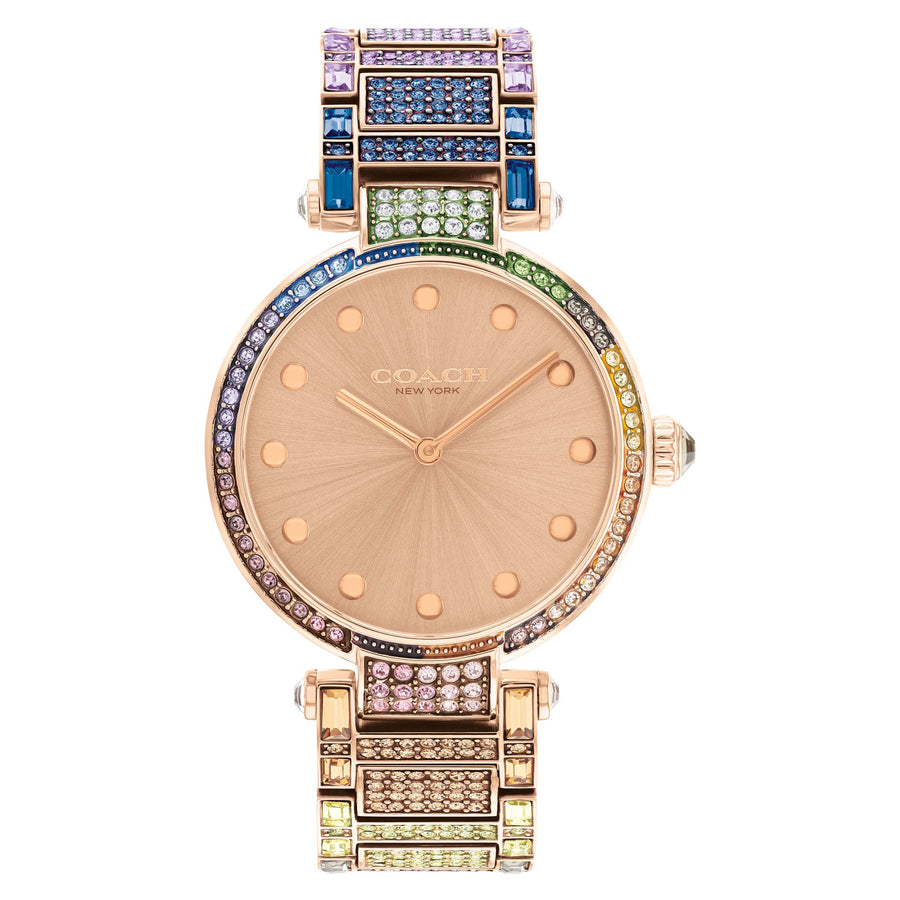 Coach Cary Carnation Gold Steel with Crystal Women's Watch - 14503994