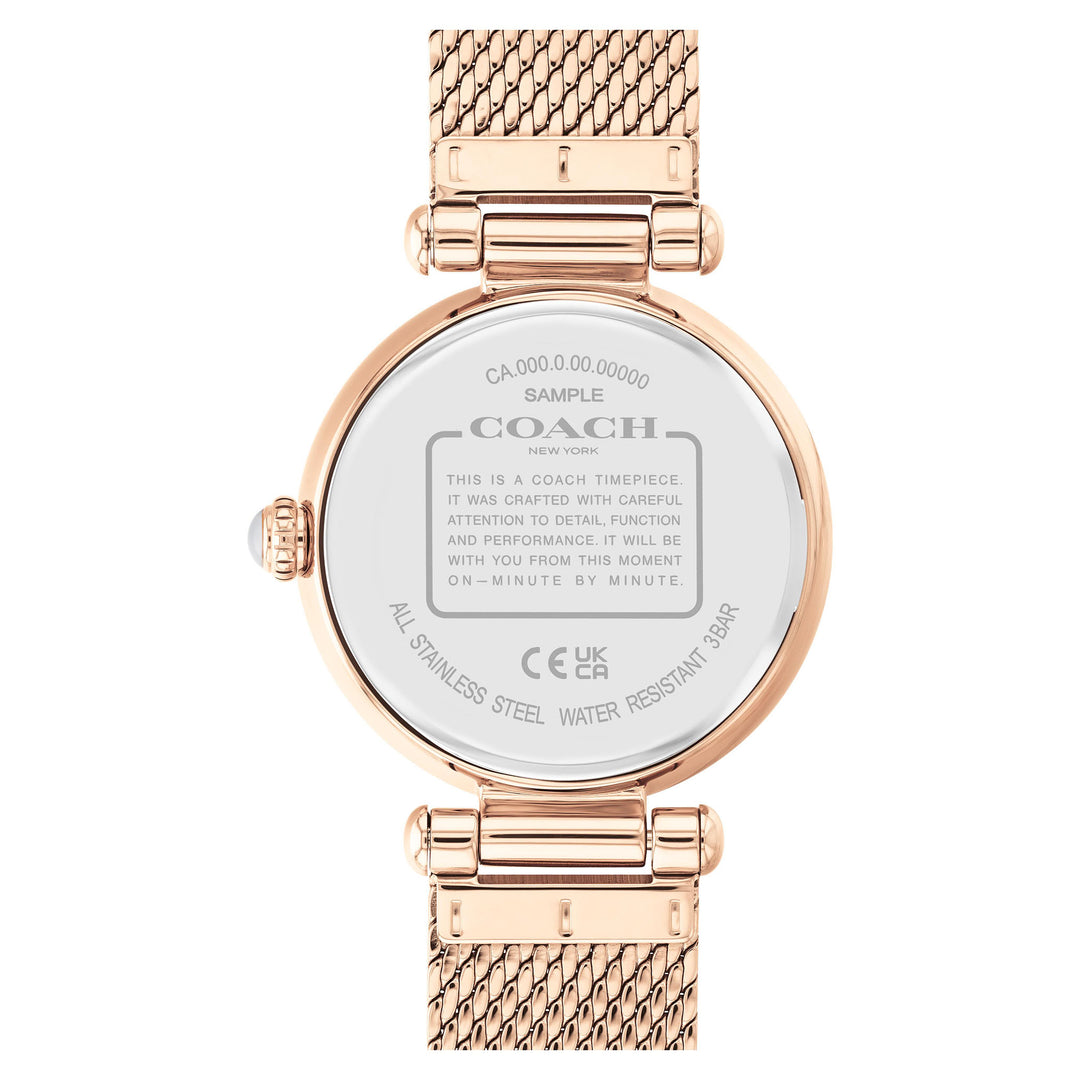 Coach Cary Rose Gold Stainless Steel Mesh Silver White Dial Women's Watch - 14503996