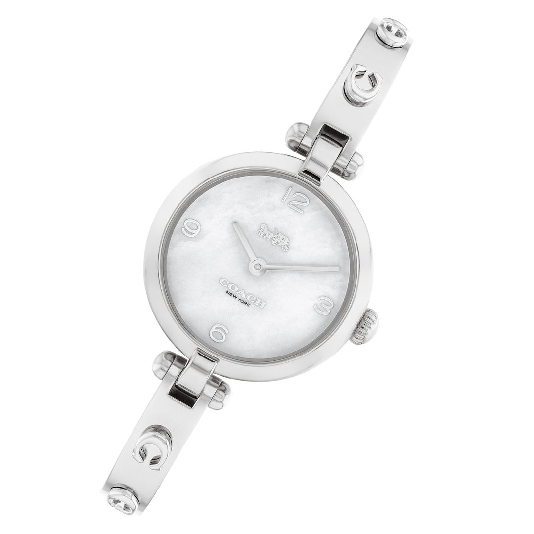 Coach Cary Stainless Steel Bangle White Mother of Pearl Dial Women's Watch - 14504005