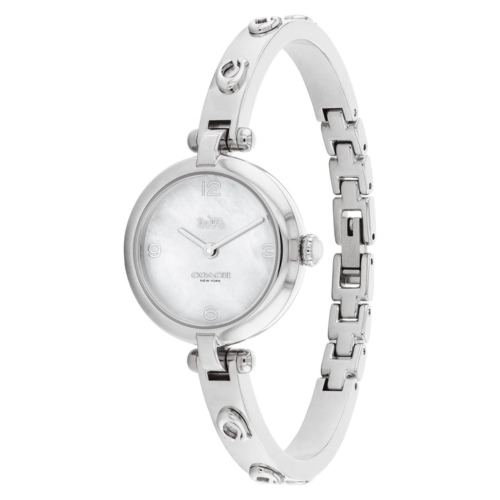 Coach Cary Stainless Steel Bangle White Mother of Pearl Dial Women's Watch - 14504005