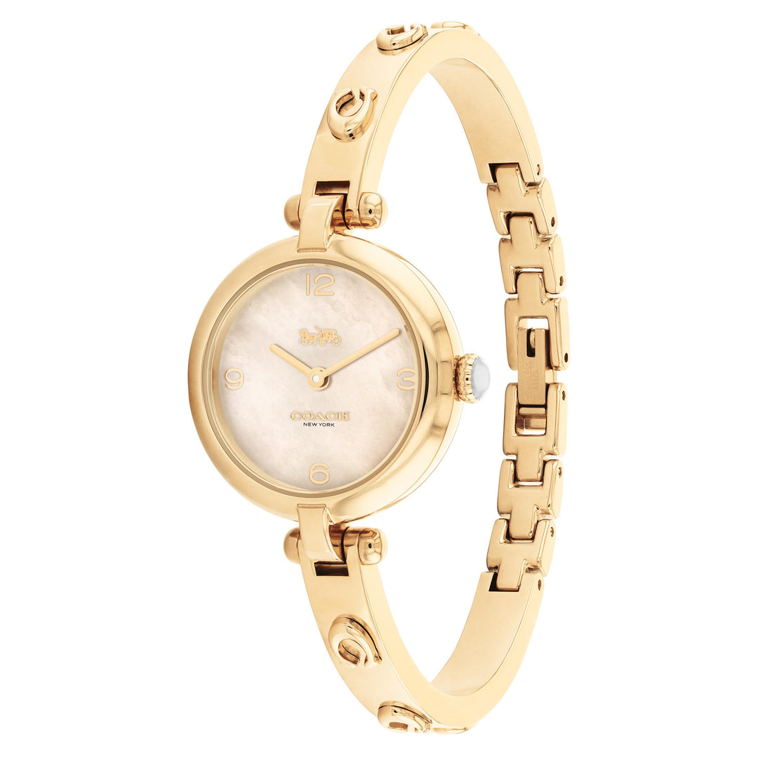 Coach Cary Gold Stainless Steel Bangle Gold Mother of Pearl Dial Women's Watch - 14504006