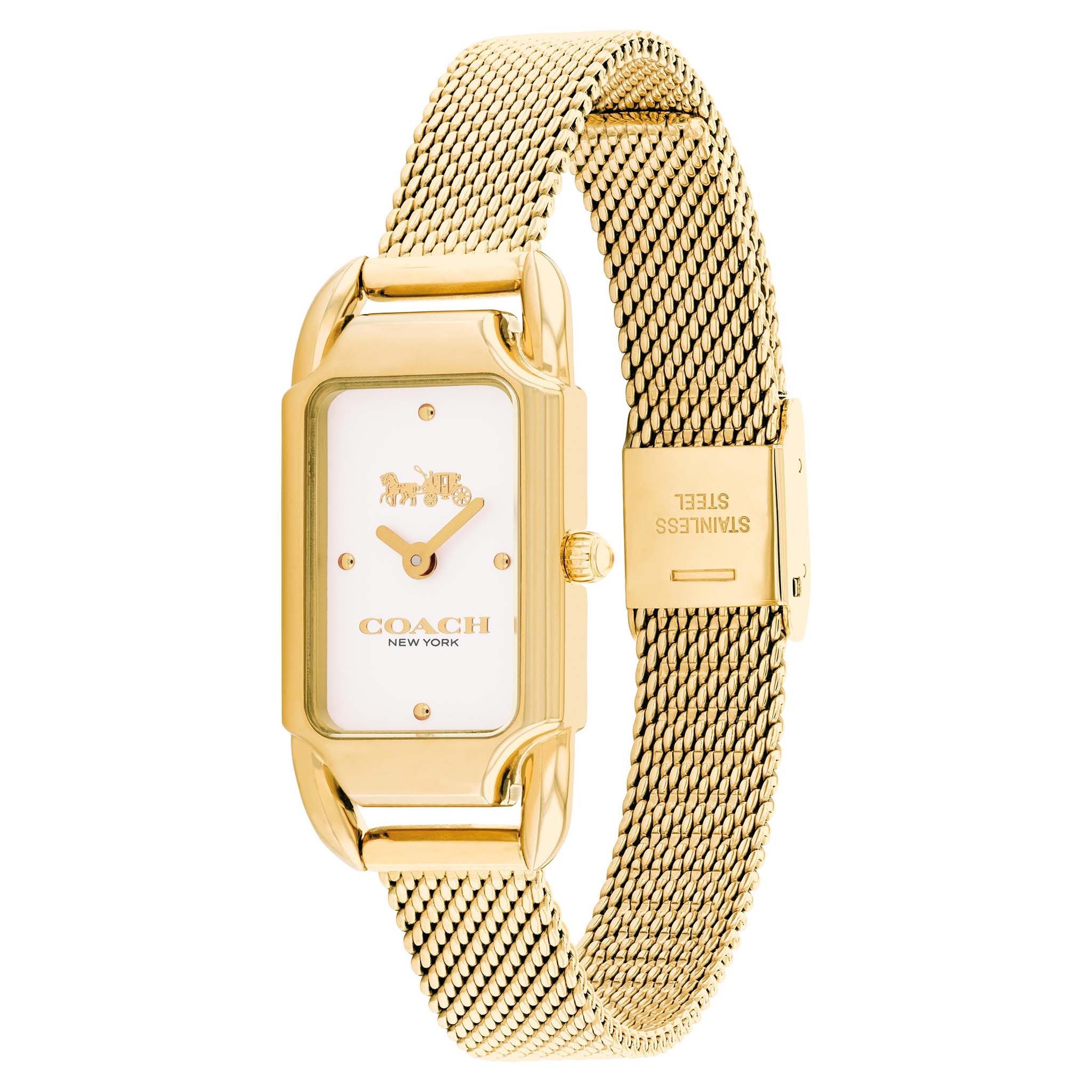Coach Gold Mesh Silver White Dial Women's Watch - 14504033