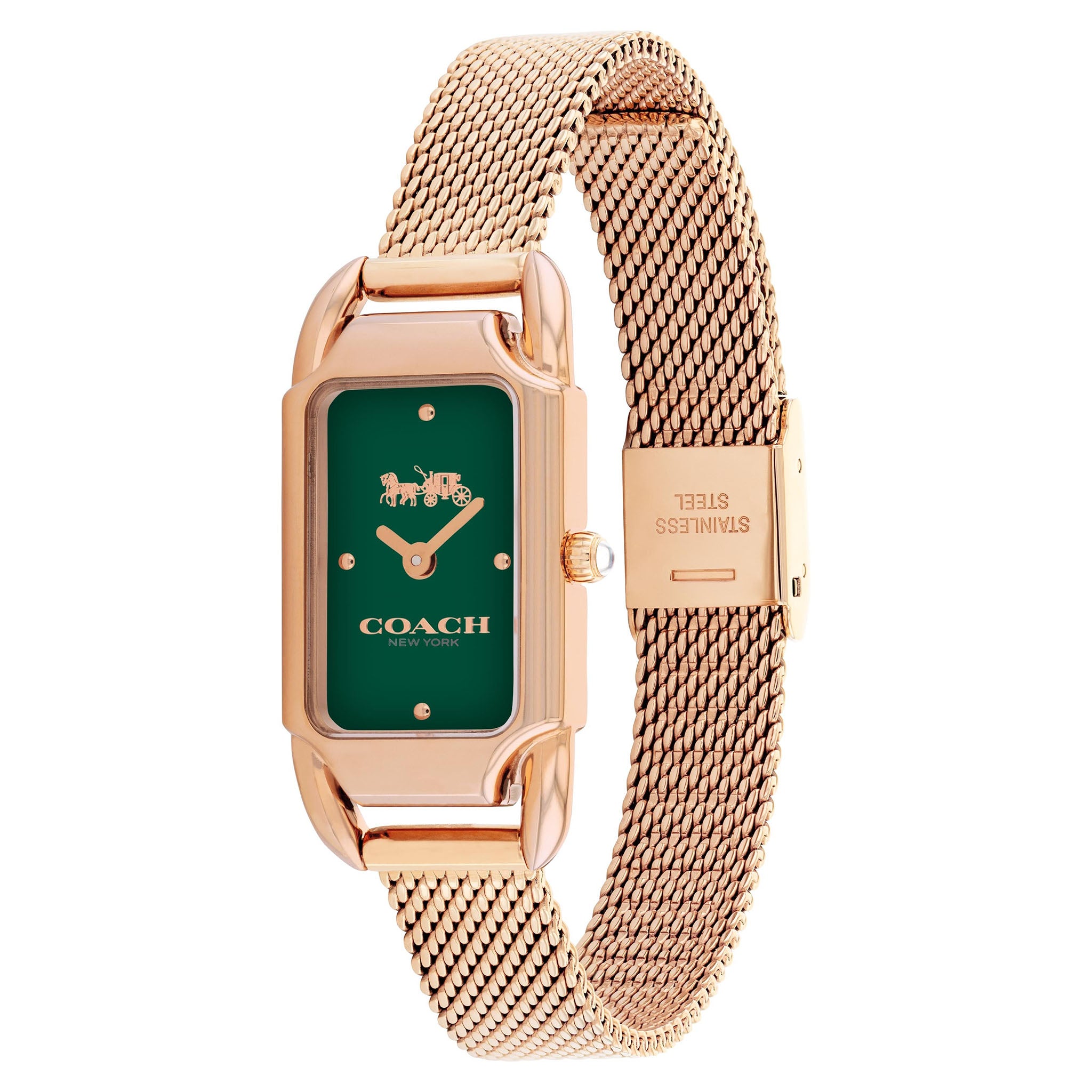 Coach Rose Gold Mesh Green Dial Women's Watch - 14504034